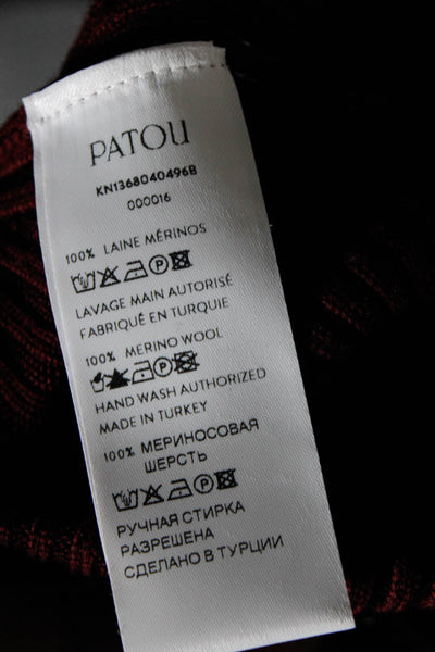 Patou Womens Short Zipped Rib Knit Front Zip Sweater Dress Ruby Wine Size Small