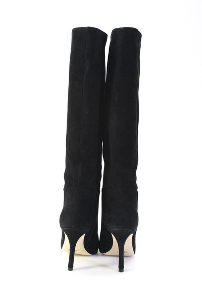 Larroude Womens Suede Pointed Toe Knee High Boots Black Size 7.5