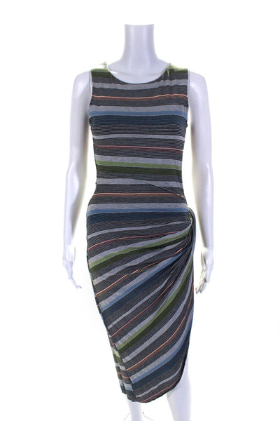 Bailey 44 Womens Sleeveless Scoop Neck Striped Midi Dress Gray Multi Size Small