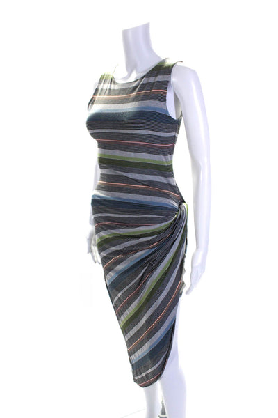 Bailey 44 Womens Sleeveless Scoop Neck Striped Midi Dress Gray Multi Size Small