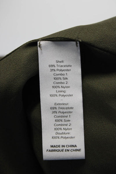 Cinq à Sept Women's Silk Ruffle Trim Full Zip Bomber Jacket Green Size S