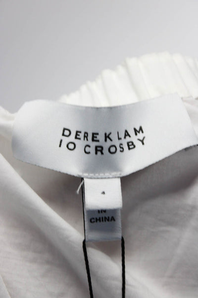 Derek Lam 10 Crosby Women's Pompom Trim Off Shoulder Shift Dress White Size 4