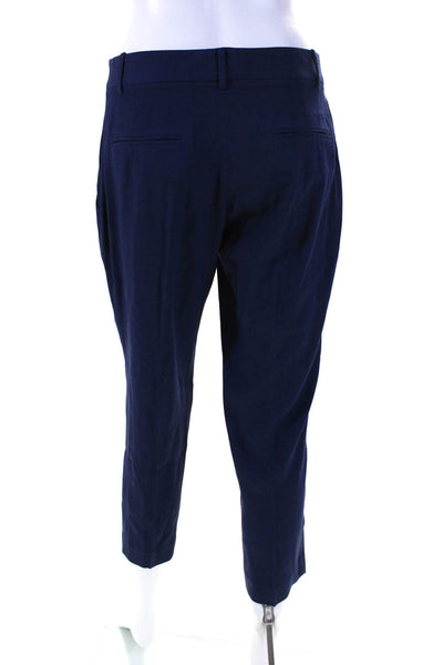 Theory Womens Hook & Eye Zipped Tapered Flat Front Dress Pants Blue Size 8