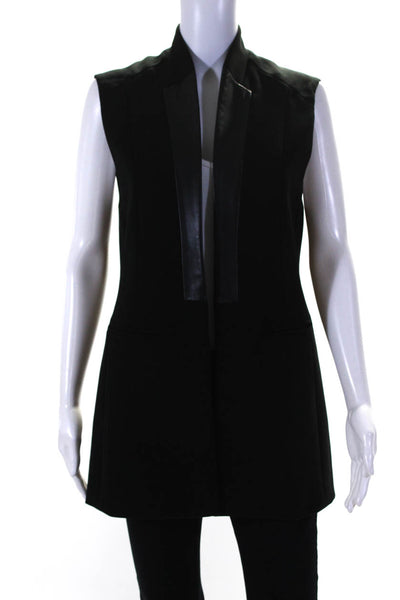 Jac + Jay Womens Patchwork Darted Open Front Blazer Vest Black Size 4