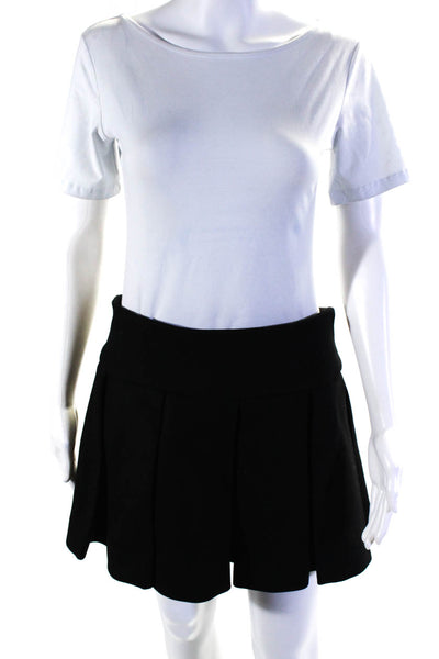 Patou Women's Zip Closure Pleated Flare Micro Mini Skirt Black Size 38