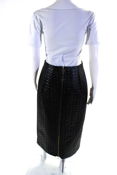 Patou Women's Expose Zip Slit Hem Quilted Maxi Skirt Black Size 40