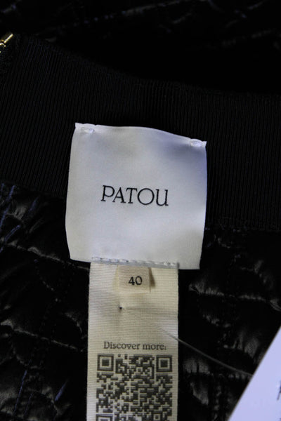 Patou Women's Expose Zip Slit Hem Quilted Maxi Skirt Black Size 40