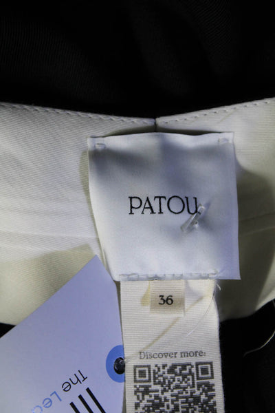 Patou Women's Button Closure Flat Front Wide Leg Dress Pant Black Size 36