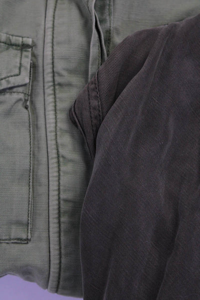 Zara Womens 3/4 Sleeve Collared Open Front Blazer Jacket Gray Wool Size Small