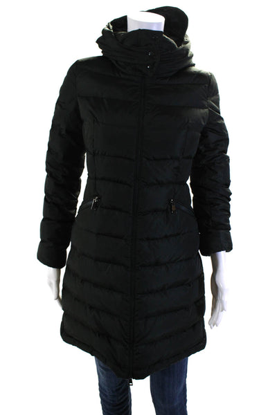 Moncler Womens Dark Green Full Zip Hooded Long Sleeve Puff Coat Size 00