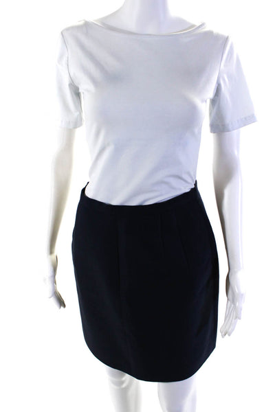 J Crew Womens Wool Darted Back Zipped A-Line Short Skirt Navy Size 2