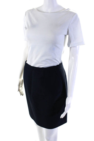 J Crew Womens Wool Darted Back Zipped A-Line Short Skirt Navy Size 2