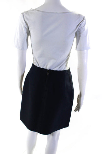 J Crew Womens Wool Darted Back Zipped A-Line Short Skirt Navy Size 2