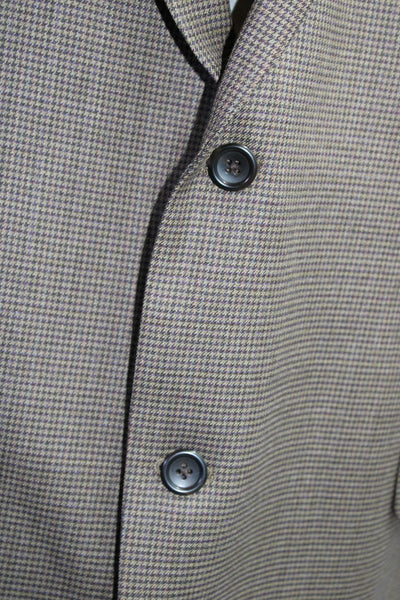 Joseph & Feiss Mens Brown Houndstooth Wool Two Button Long Sleeve Blazer Size50R