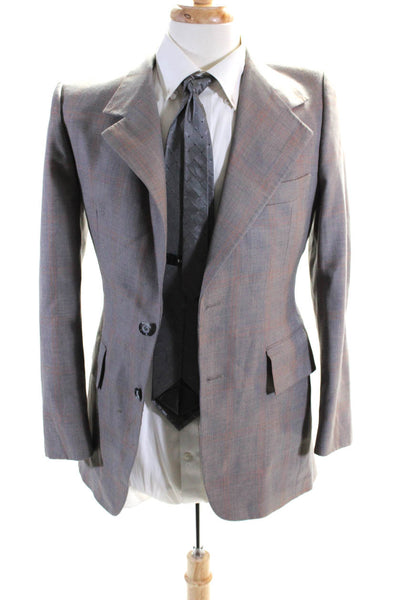 Pierre Cardin Paris Mens Brown Plaid Two Button Long Sleeve Blazer Size 38