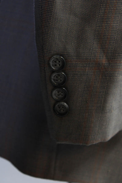 Pierre Cardin Paris Mens Brown Plaid Two Button Long Sleeve Blazer Size 38