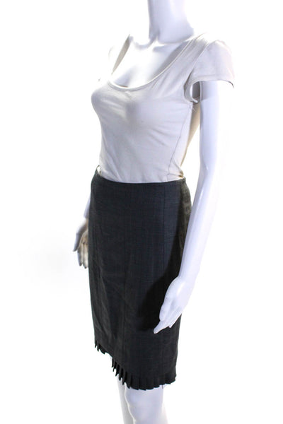 Rebecca Taylor Womens Pleated Trim Pencil Skirt Gray Wool Size 4