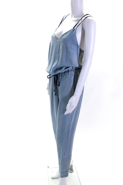 Splendid Womens Chambray Spaghetti Strap V Neck Jumpsuit Blue Size Medium