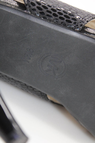 Michael Michael Kors Womens Leather Snakeskin Print Slingbacks Black Size 9.5US