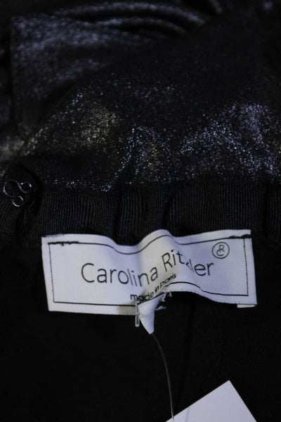 Carolina Ritzler Womens Metallic Flounce Strapless Belted Jumpsuit Green Size 36