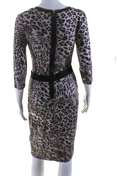 Robert Rodriguez Black Label Women's V-Neck Leopard Print Dress Brown Size 4