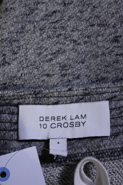 Derek Lam 10 Crosby Womens Long Sleeve Lace Up V Neck Sweater Gray Cotton Size 4