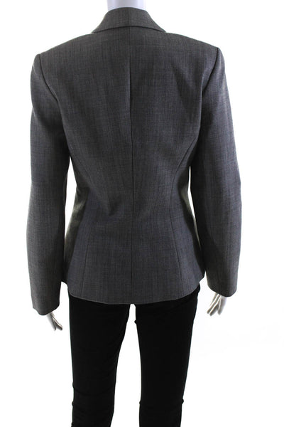 Trina Turk Womens Single Button Pointed Lapel Blazer Jacket Gray Wool Size 2