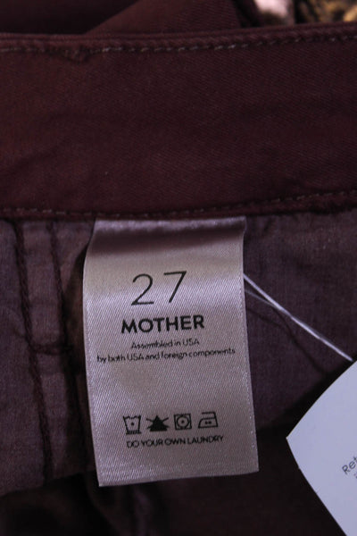 Mother Womens Metallic Trim Shaker Prep Fray Pants Red Gold Cotton Size 27