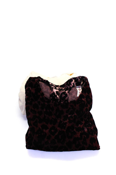 LNA Dolan Womens 3/4 Sleeve Velvet Knit Tops Brown Beige Size Small Lot 2
