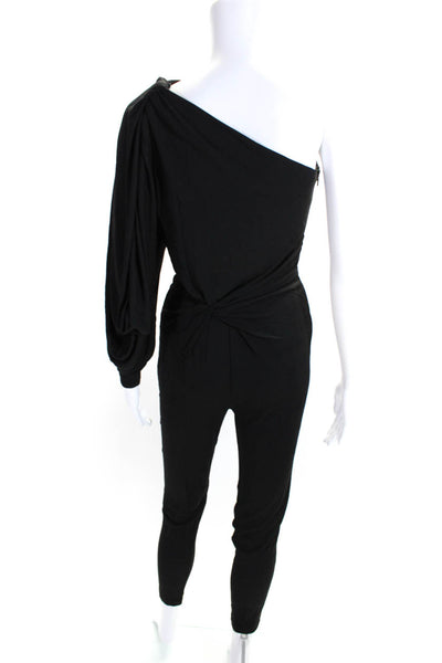 Saint Laurent Womens Long Sleeves One Shoulder Jumpsuit Black Size Small