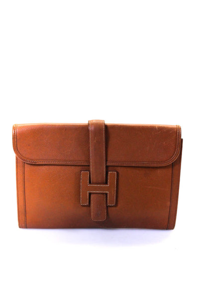 Hermes Womens Brown Epsom Leather Slim Flap Jige 29 Clutch Bag Handbag