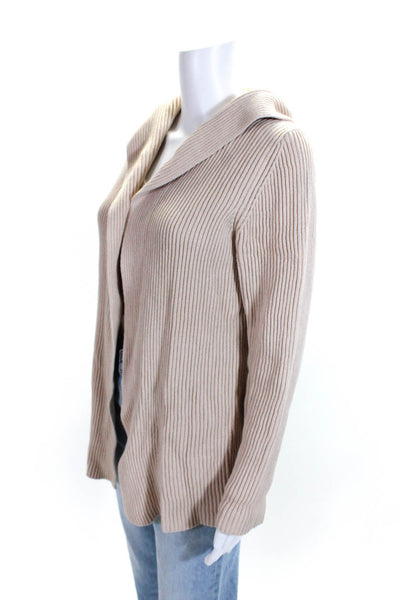 J Crew Womens Long Sleeved Knit Open Front Hooded Cardigan Sweater Beige Size M