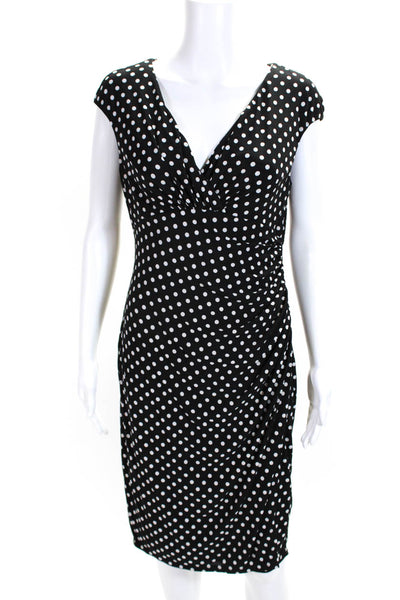 Lauren Ralph Lauren Womens Polka Dot Short Sleeved Dress Black White Size 8