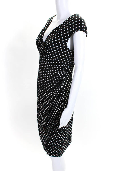 Lauren Ralph Lauren Womens Polka Dot Short Sleeved Dress Black White Size 8