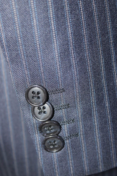 Michael Michael Kors Mens Blue Wool Striped Two Button Blazer Jacket Size 40R