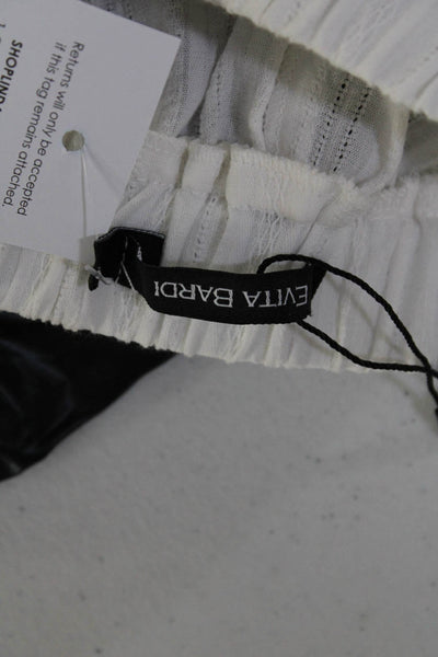 Evita Bardi Womens Cotton Elastic Waist Fringe Trim Short Shorts White Size S