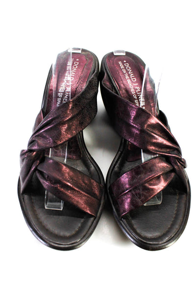 Donald J Pliner Womens Strappy Platform Wedge Sandals Purple Brown Size 9.5