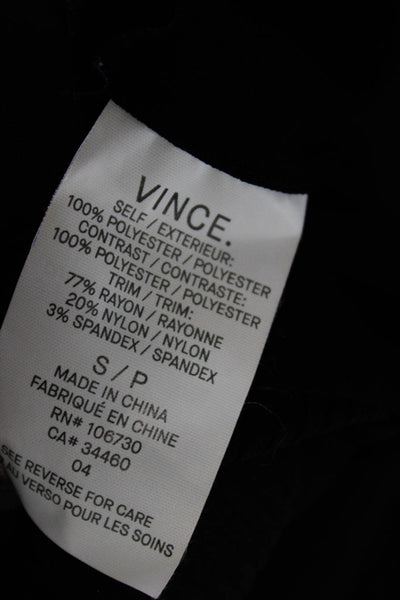 Vince Womens Back Zip Sleeveless Pintuck Trim Mock Neck Blouse Black Size Small