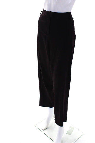 Piazza Sempione Womens Burgundy Wool High Rise Straight Leg Dress Pants Size 54