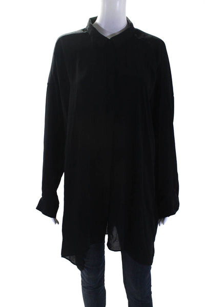 COS Womens Black Collar Button Down Long Sleeve Oversize Blouse Top Size 44