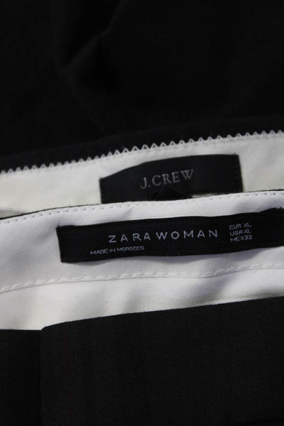 J Crew Zara Womens Black Cotton Pleated Straight Dress Pants Size 14 XL Lot 2