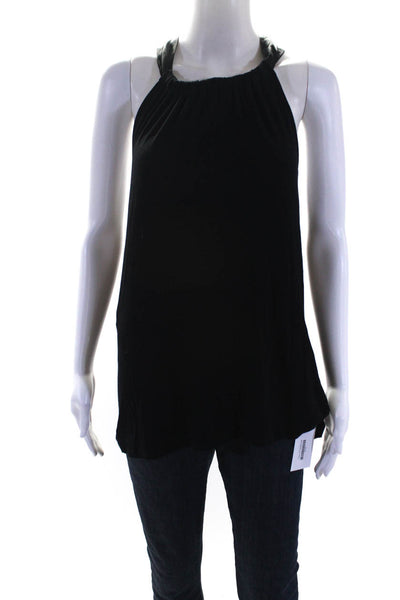 Tahari Womens Tie Neck Sleeveless Tank Top Black Size Medium