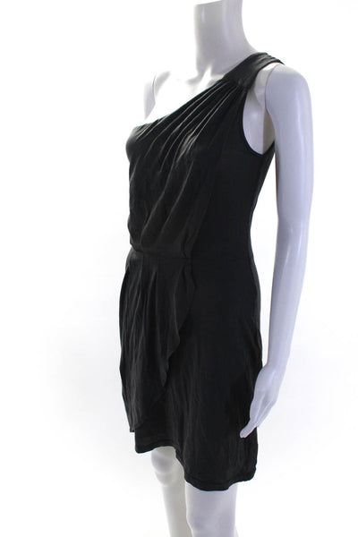 Velvet Womens One Shoulder Sleeveless Tulip Dress Gray Cotton Size Medium