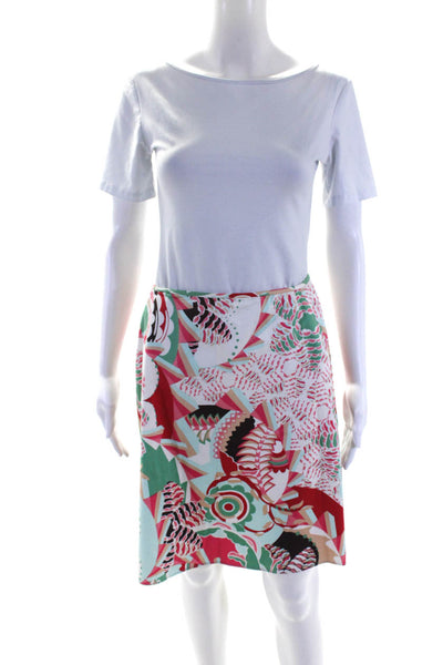 Tahari Womens Abstract Print Pencil Skirt Multi Colored Cotton Size 6