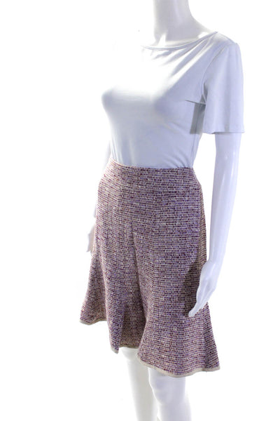 Nanette Lepore Womens Tweed Trumpet Skirt Purple Ivory Cotton Size 6