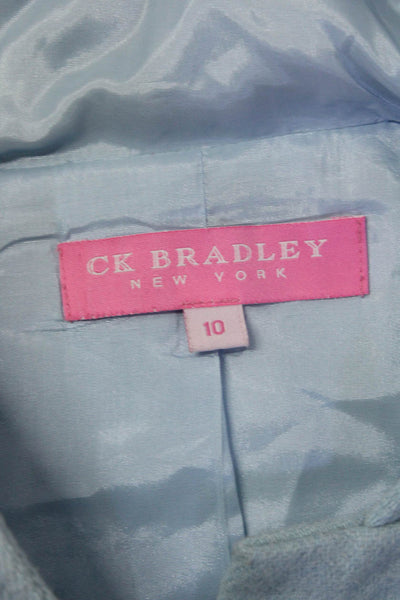 CK Bradley Childrens Girls Hooded Double Breasted Coat Sky Blue Wool Size 10