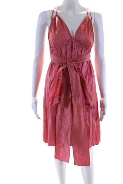 Calypso Christiane Celle Womens Silk Halter Neck Dress Coral Pink Size Large