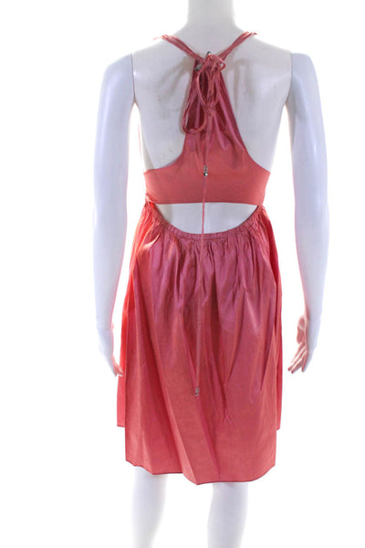 Calypso Christiane Celle Womens Silk Halter Neck Dress Coral Pink Size Large