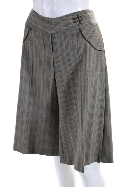 Tom K Nguyen Women's Striped Knee Length Pleated Shorts Gray Size 2