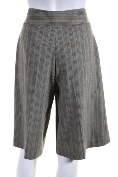 Tom K Nguyen Women's Striped Knee Length Pleated Shorts Gray Size 2